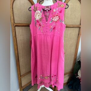 Johnny Was 100% linen embroidered dress